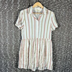 Molly Green Pink White‎ Collared Dress